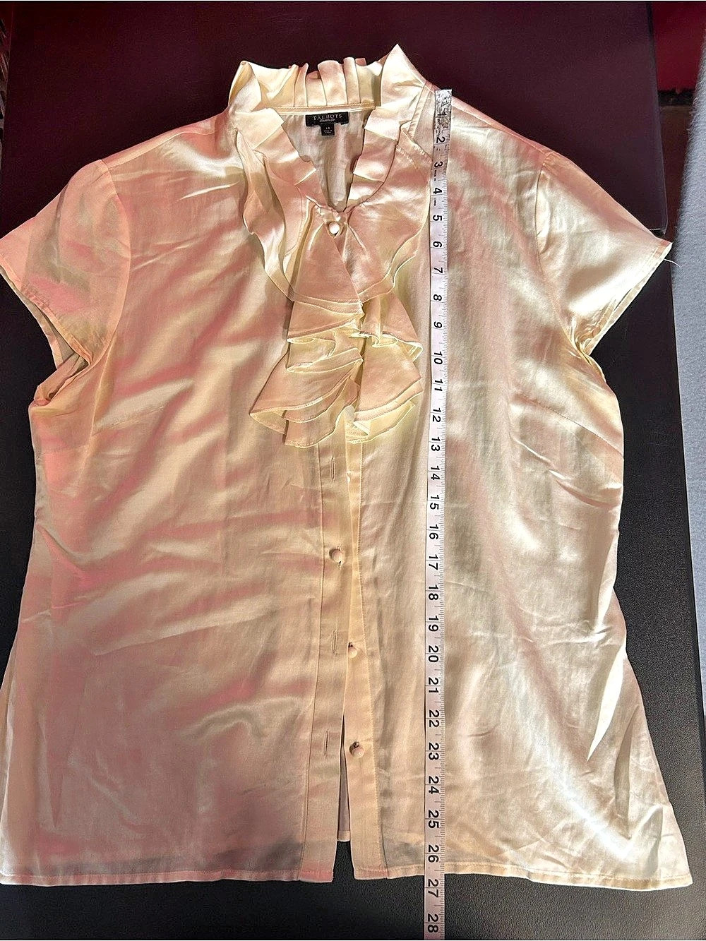 Talbots Cream Ruffle Blouse Size 14 - Picture 6 of 8
